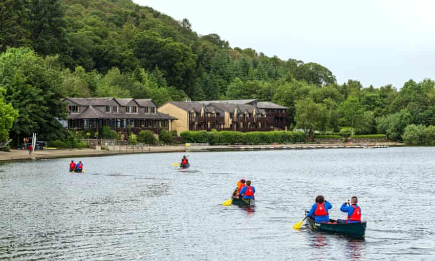 Cruise away: kayaking towards the Lodge on Loch Lomond.