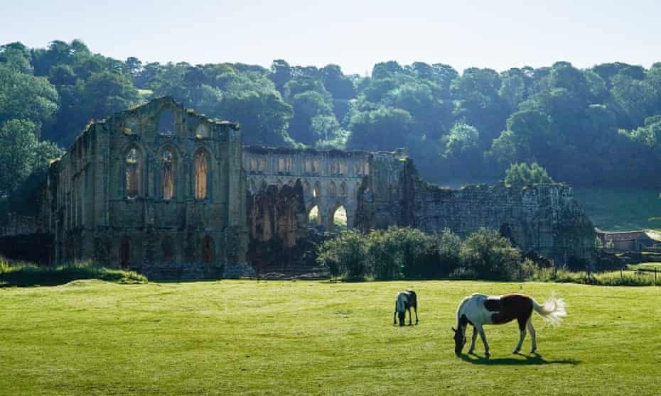 The ruins of Rievaulx Abbey near Helmsley, one of the great abbeys in England until seized by Henry VIII in 1538 during the dissolution of the monasteries.