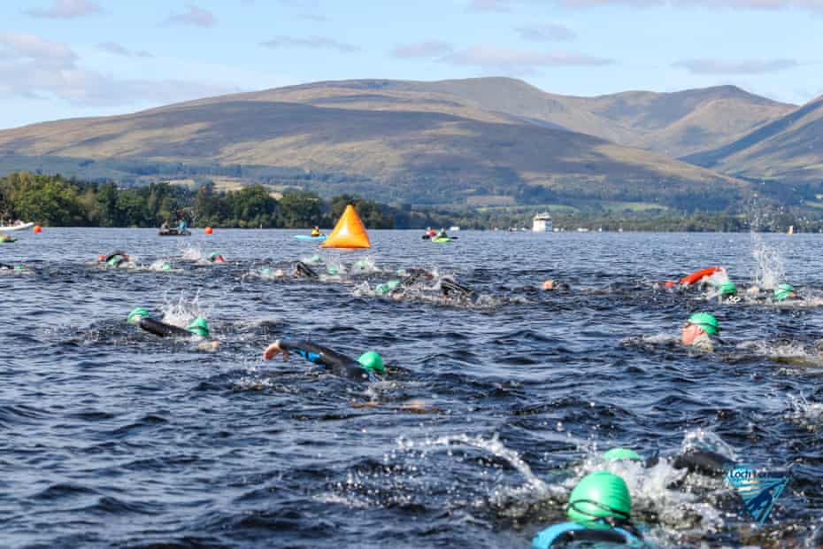 Swimmers on a Go Swim event in Loch Lomond, Scotland, UK.