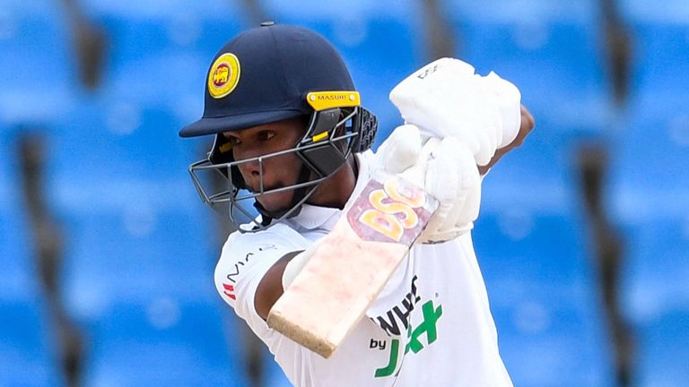 Pathum Nissanka scored an unbeaten 49 on day three of the second Test against West Indies in Antigua