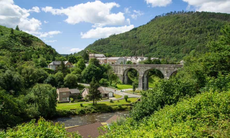 Former aquaduct crossing a river valley and village