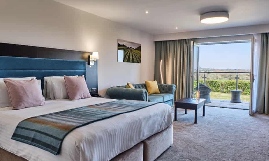 Bedroom at Llanerch Vineyard Hotel, Vale of Glamorgan, Wales, UK.