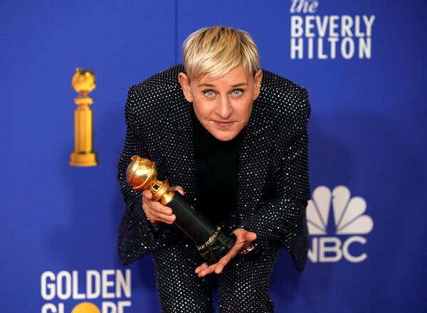 Ellen DeGeneres at the Golden Globe Awards in 2020.