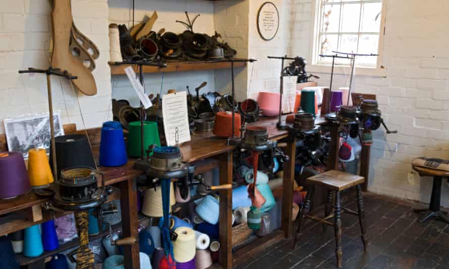 The sock knitting room at the Framework Knitters Museum