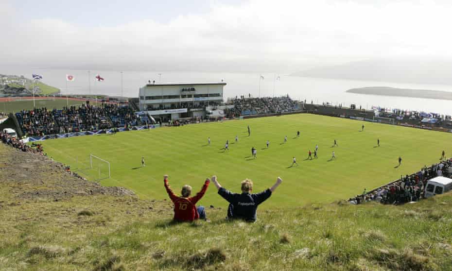 The Faroe Islands take on Scotland at home at the Svangaskard Stadium in 2008.