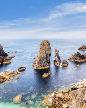 Belle Ile The Needles Brittany FranceLes Aiguilles de Port Coton, Belle-Ile, Brittany, France.