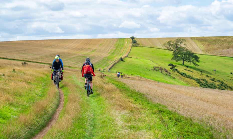 Cycling along South Downs Way.