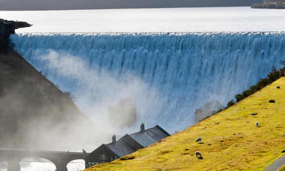 Caban Coch Dam in Elan Valley, Wales