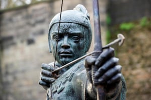 The newly repaired Robin Hood Statue, by the Castle in Nottingham City Centre