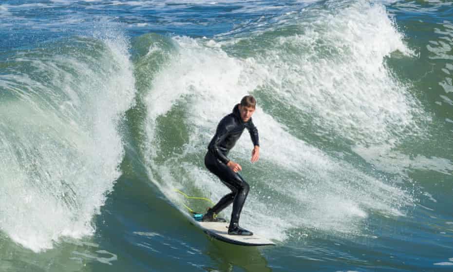 Surfing at Saltburn, Yorkshire.