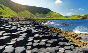 Giants Causeway, an area of hexagonal basalt stones, created by ancient volcanic fissure eruption, County Antrim, Northern Ireland. Famous tourist attraction, UNESCO World Heritage Site.