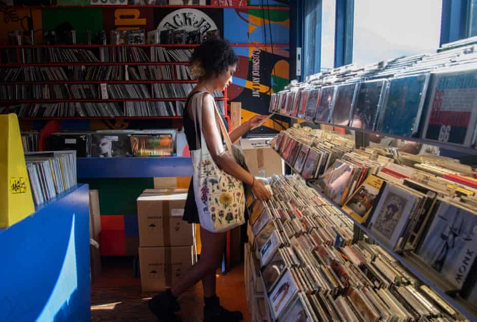 Amber Sadhu-Gray shopping for vinyl at Honest Jon’s