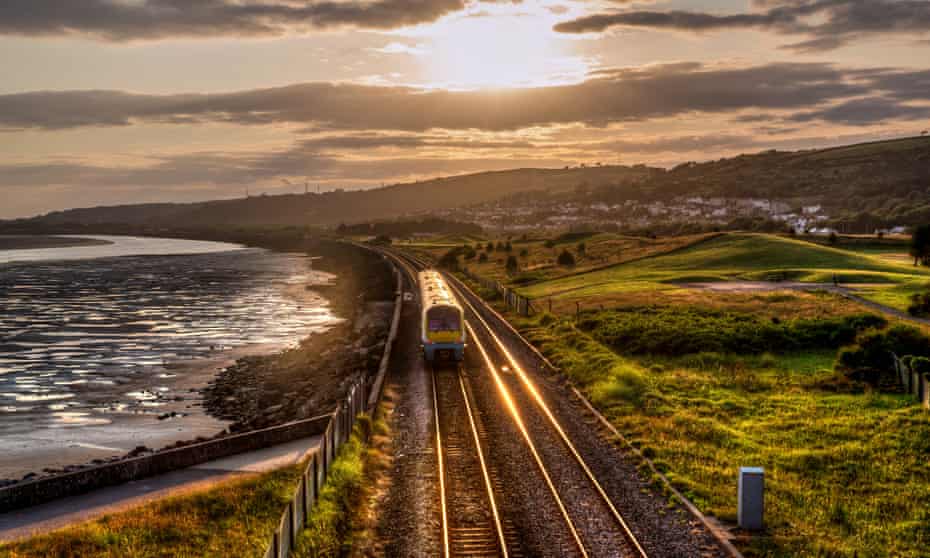 Travelling past Carmarthen Bay, on a train trip to Pembrokeshire.