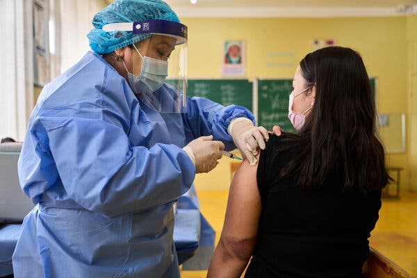 A nurse administering a Sinopharm Covid-19 vaccine in Ulaanbaatar, Mongolia, last month.