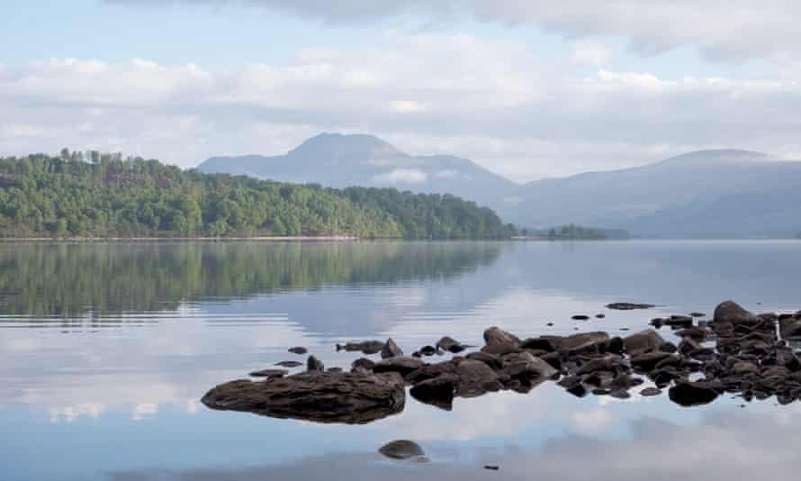 Looking across Loch Lomond from Inchmurrin, with Ben Lomond in the distance.