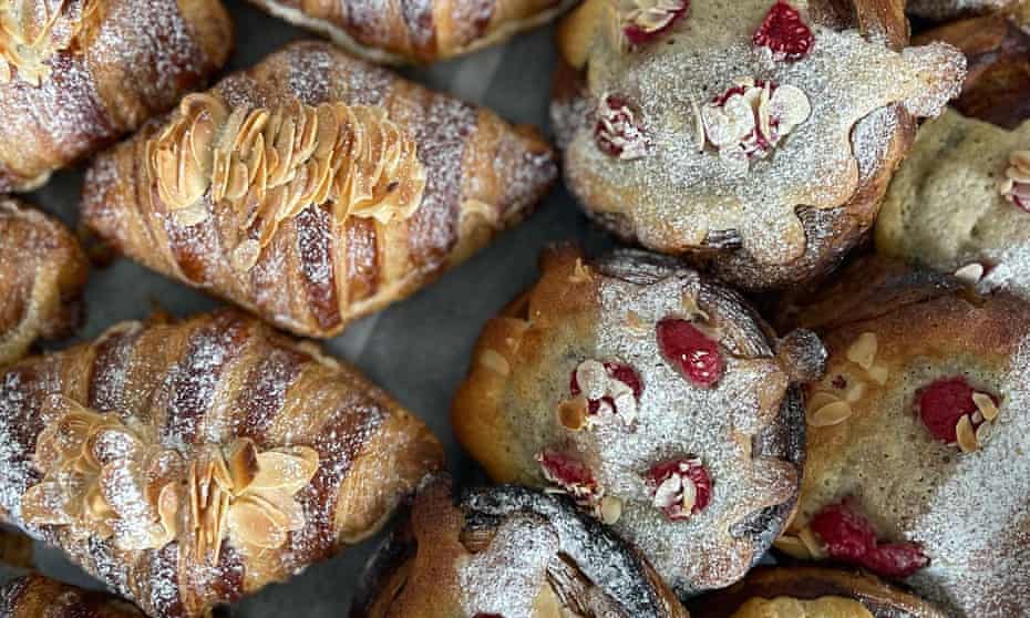 Sourdough almond croissants and raspberry swirls from Bogan’s Bakery