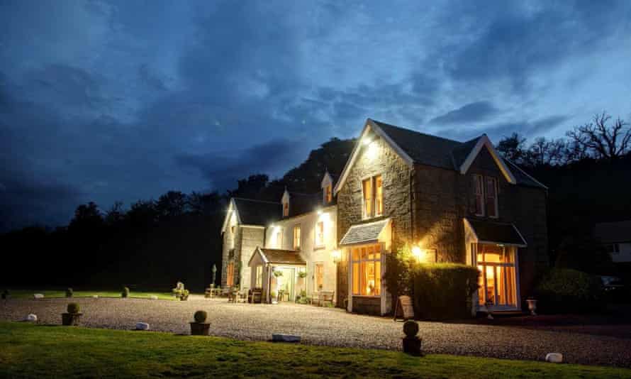 Kilcamb Lodge Hotel lit up at night