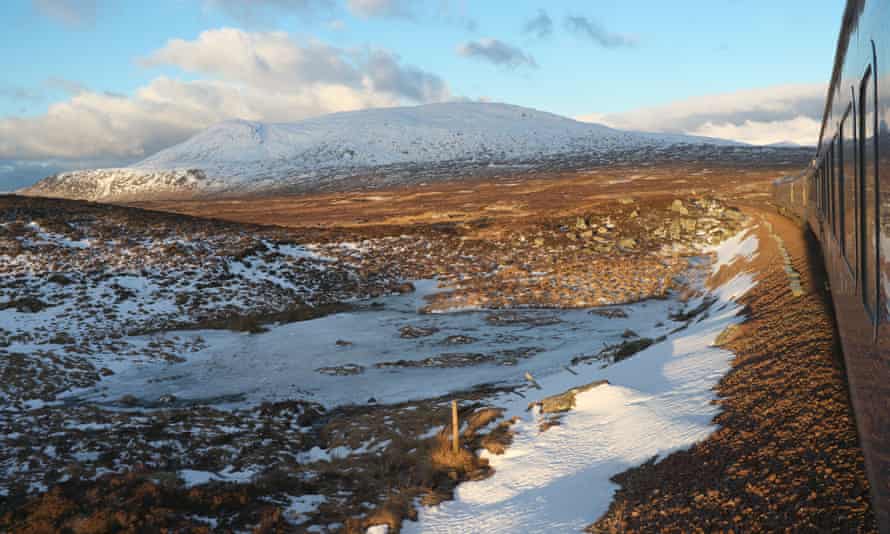 The Caledonian Sleeper crossing Rannoch Moor, on the way to Fort William.