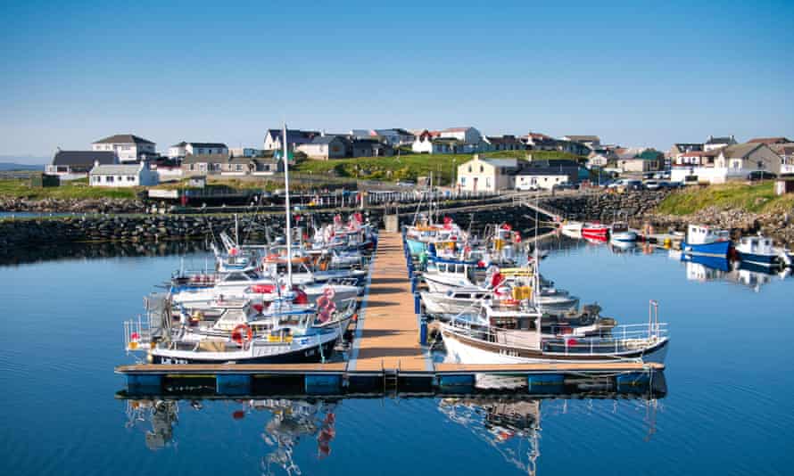 Hamnavoe marina on the island of Burra