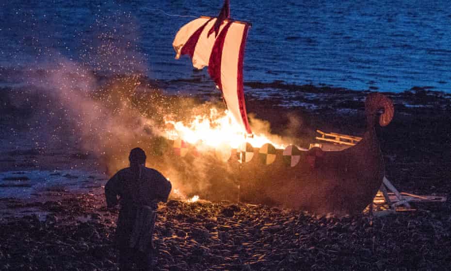 Burning a Viking longship in Largs.