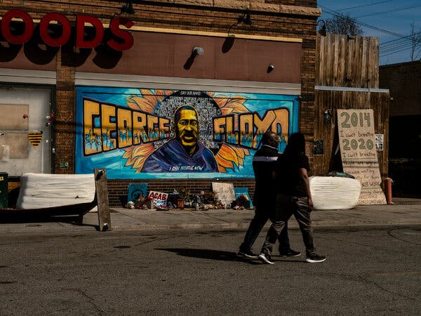 A memorial to George Floyd outside Cup Foods in Minneapolis, near the site of Mr. Floyd’s fatal encounter with the police.