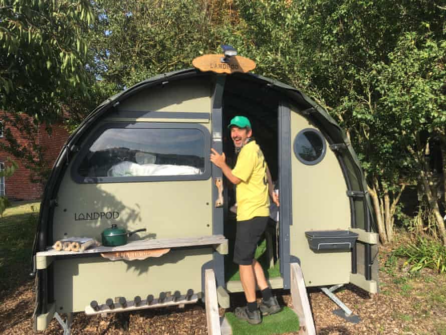 The writer enjoying the Landpod.