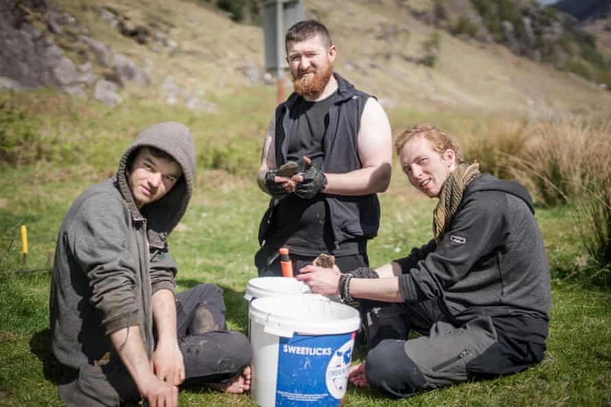 Bothy visitors Aaron (centre) with friends Amazon (left) and Merlin (right)