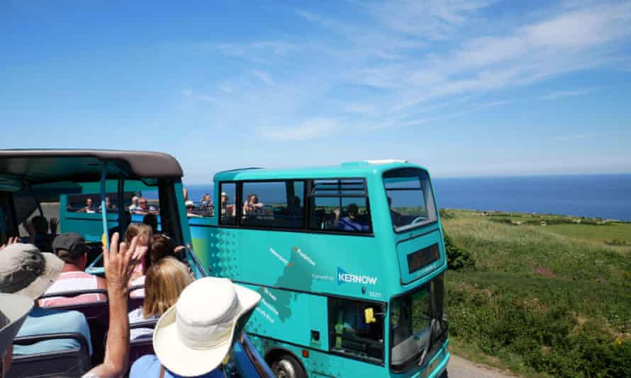 Atlantic Coaster open-top buses between Land’s End and St Ives.