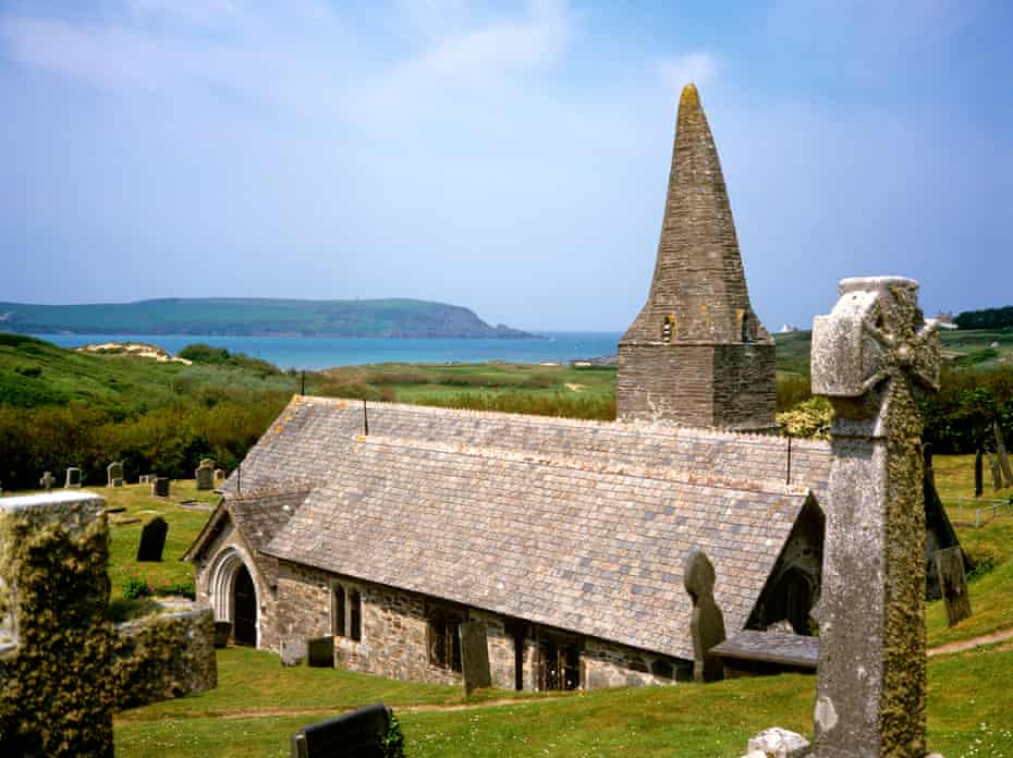 St Enedocs Church, where Poet Laureate John Betjemans is buried, Dymer Bay, Cornwall, UK.