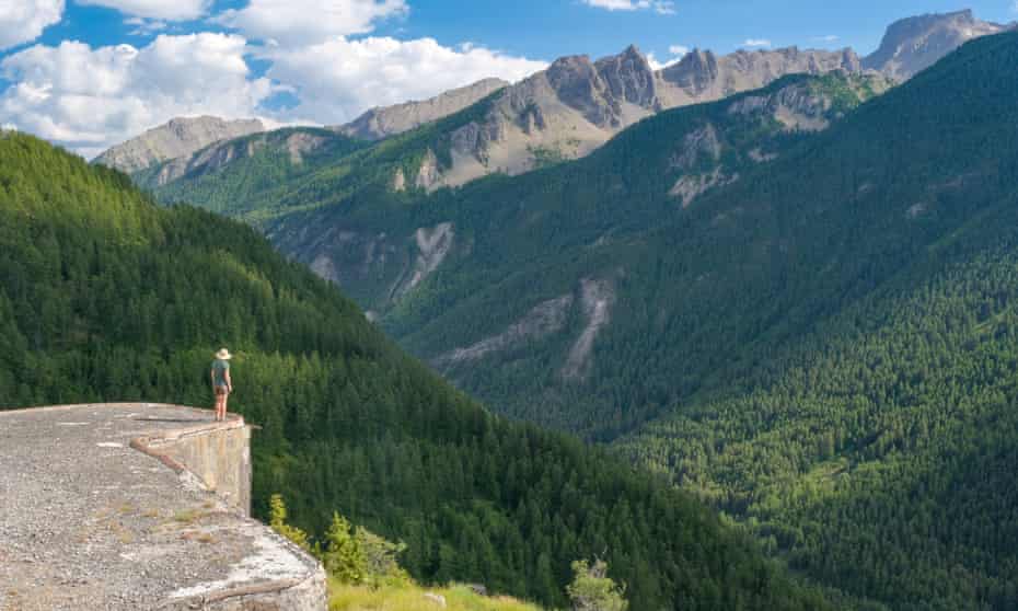 View over valley and mountains from Fort de Saint-Ours, French Alps