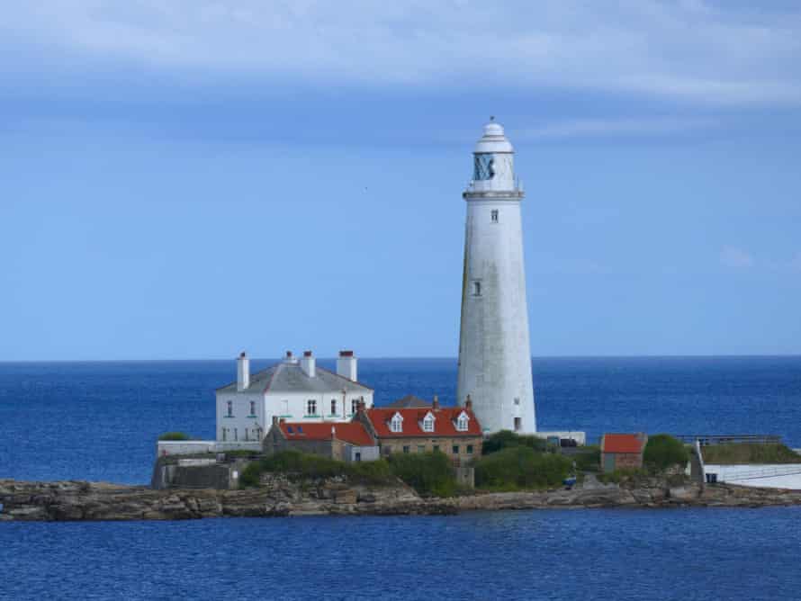 St Mary’s lighthouse, Northumberland coast, UK.