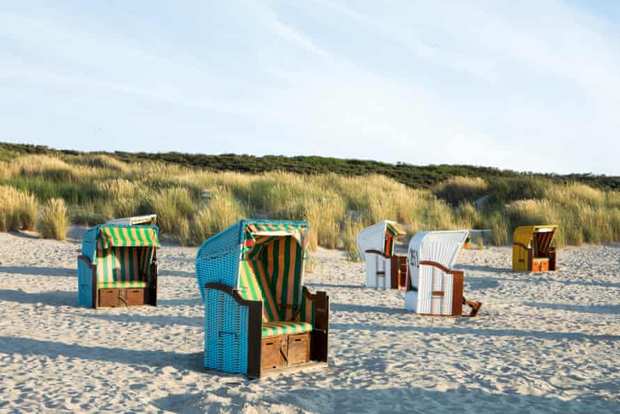 Basket chairs (strandkörbe) on the beach at Juist, Germany