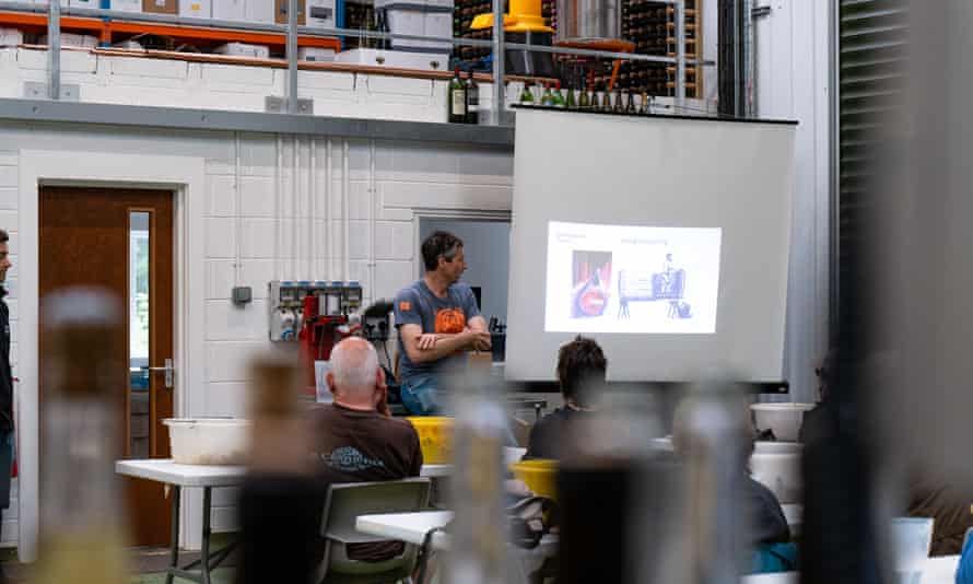 Justin Howard-Sneyd teaches guests on the course in wine appreciation in Devon, UK.