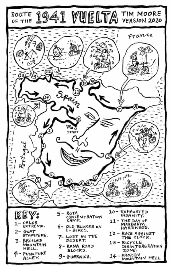 Route map of the 1941 Vuelta a España, reimagined for the author’s book, Vuelta Skelter