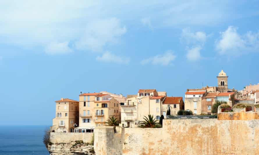 Bonifacio on the Island of CorsicaThe historic district of Bonifacio was built up on steep cliffs above the Mediterranean sea on the Island of Corsica, France.