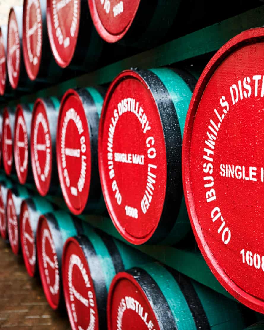 single malt whiskey barrels of old bushmills distillery northern ireland