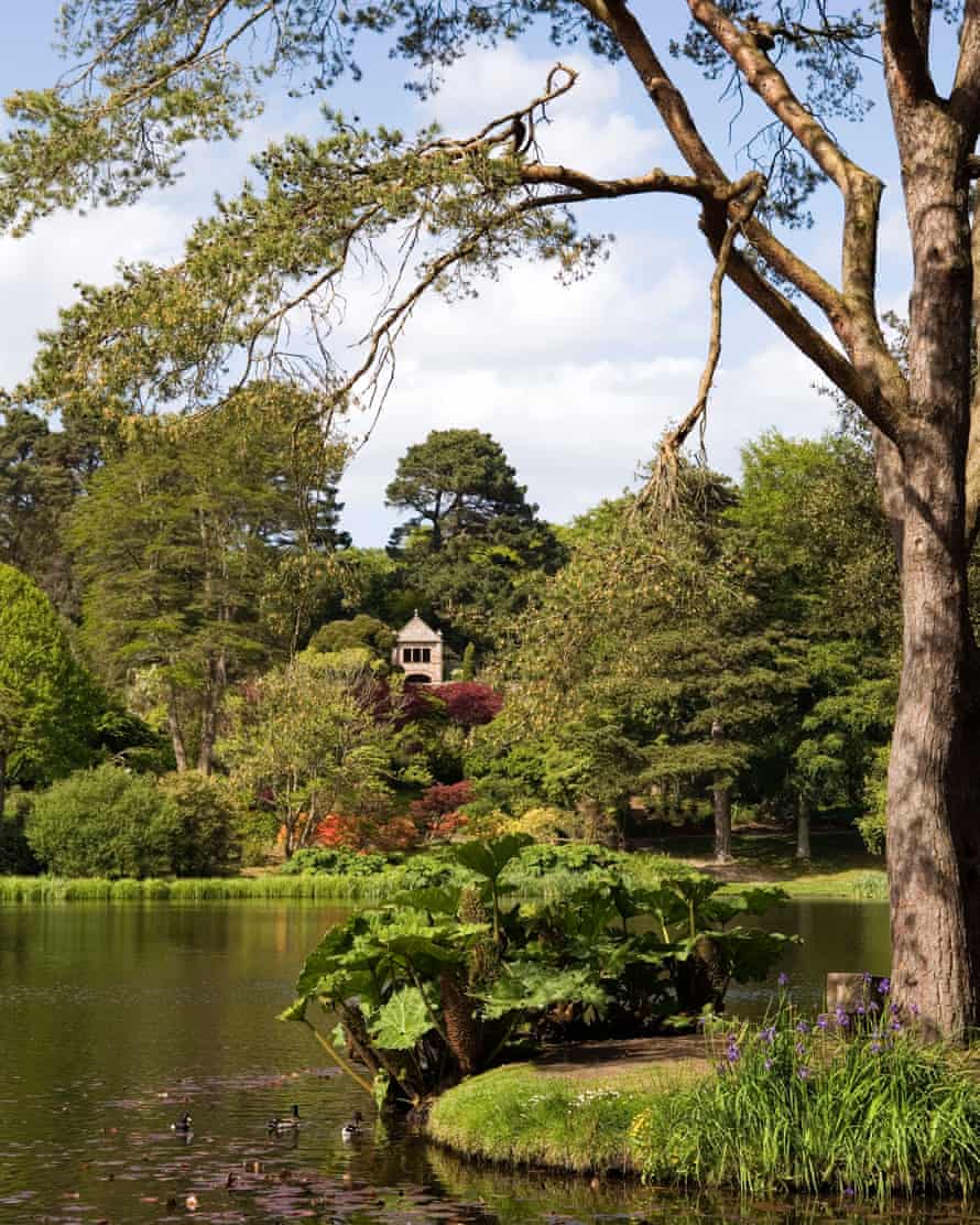 UK Northern Ireland County Down Mount Stewart House Gardens Tir Nan Og family burial ground across lake