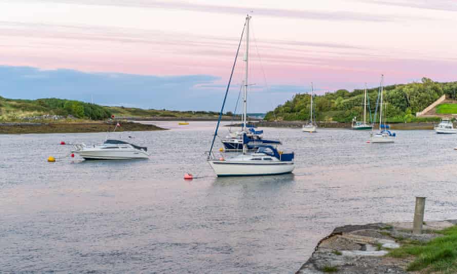 A pale pink sky over Strangford Lough