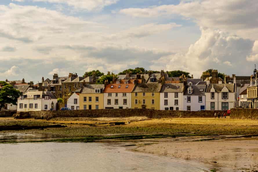 Arbroath, the beach and houses, Scotland, UK.