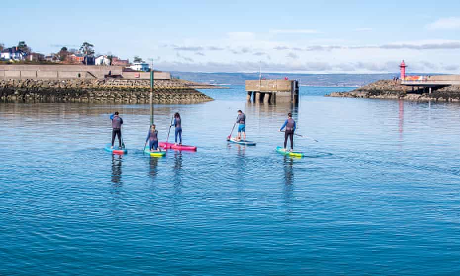 Paddleboarding in Bangor harbour.