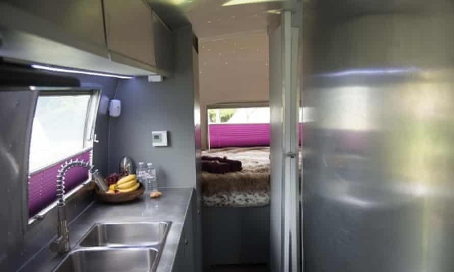 The Airstream’s spacious, shiny interior