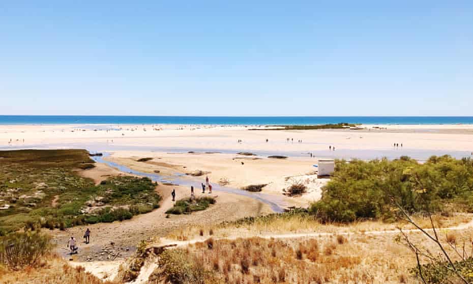 Scenic View Of Beach Against Clear Blue SkyPhoto Taken In Portugal, Tavira.