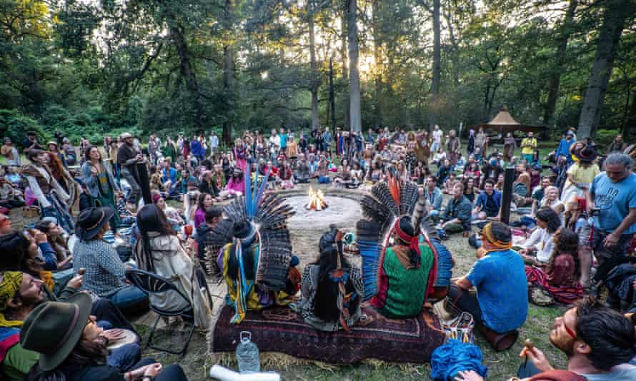 Campfire session at the Medicine festival in Berkshire, UK.