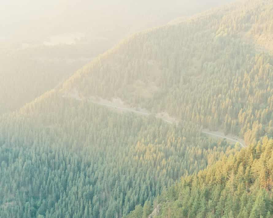 Late afternoon view at the road leading to Omalo. Tusheti, Georgia. August 25, 2021.