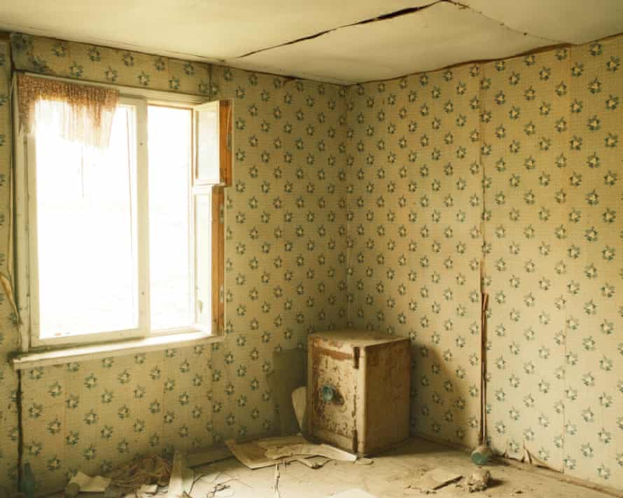 A safe inside an abandoned house, at the center Omalo village