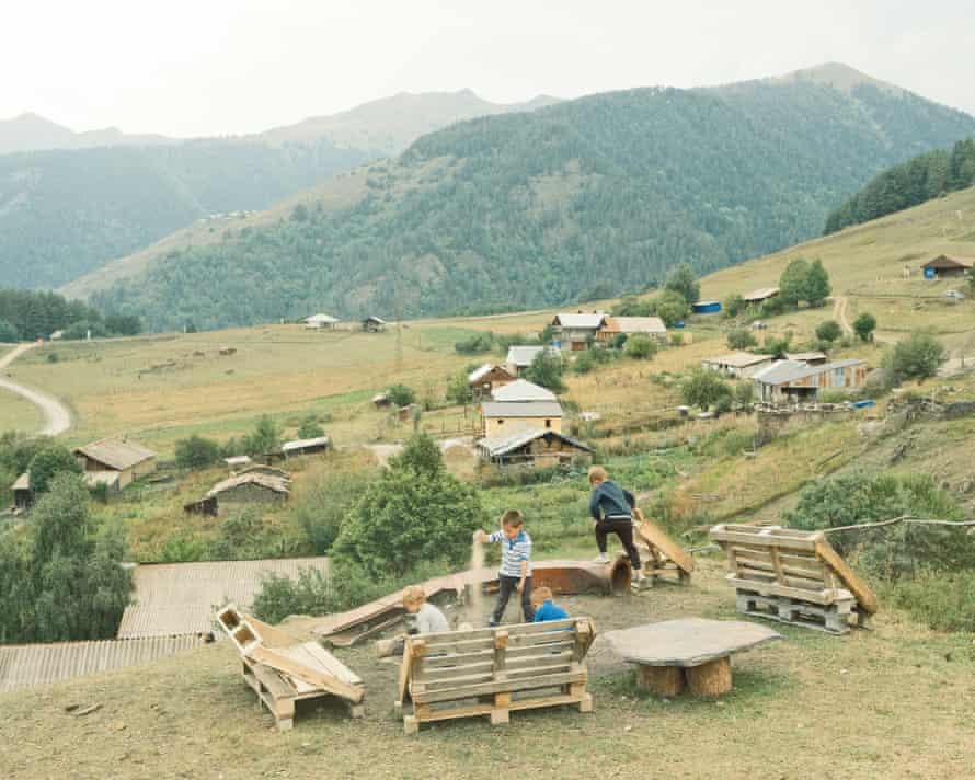 Children playing in lower Omalo, Tusheti