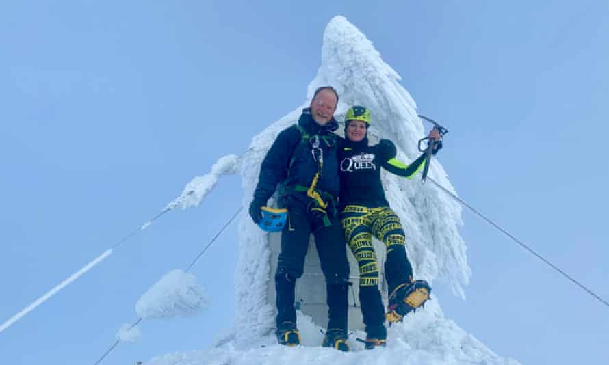 Kevin Rushby and Simone on the summit of Triglav.