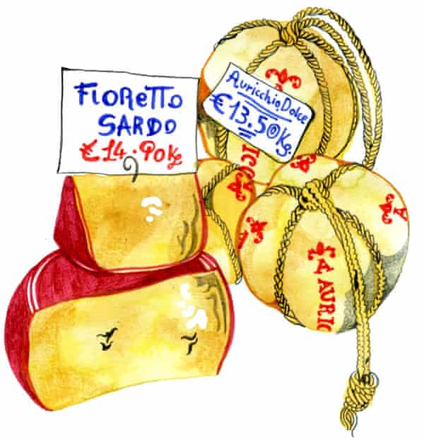 Cheeses at the Antica Tettoia dell’Orologio market.