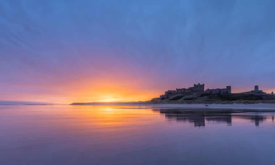 Bamburgh Castle at sunset