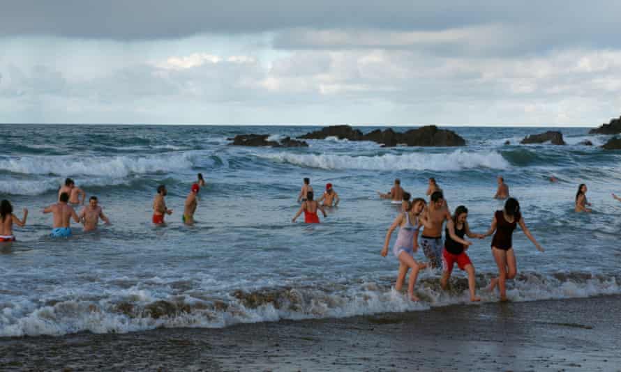 Christmas Day Swim at Crooklets Beach, Bude